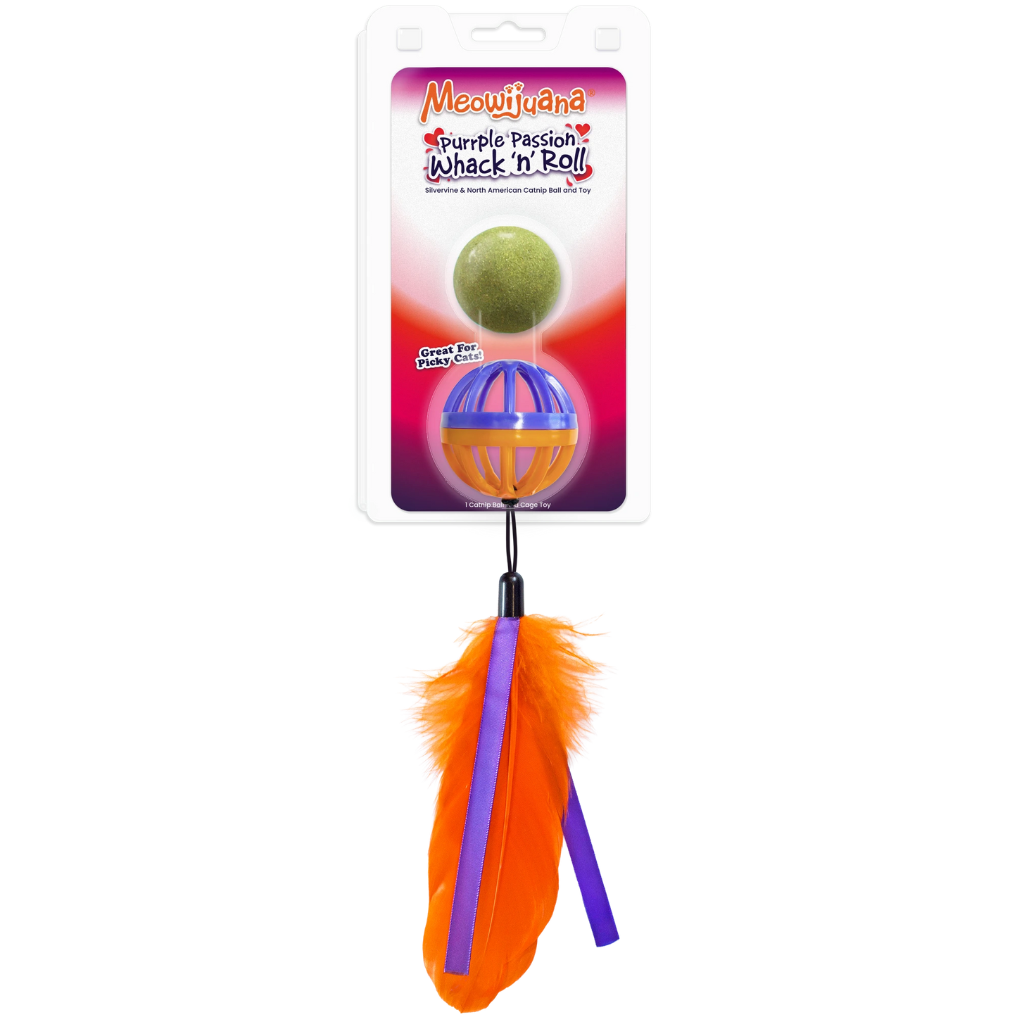 Whack n Roll Purrple Passion Catnip Ball /w Cage