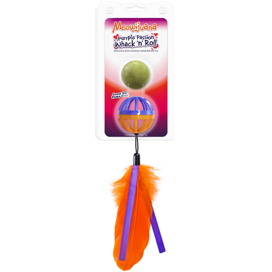 Whack n Roll Purrple Passion Catnip Ball /w Cage