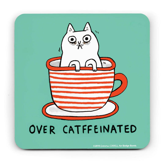 Over Catffeinated Coaster by Gemma Correll