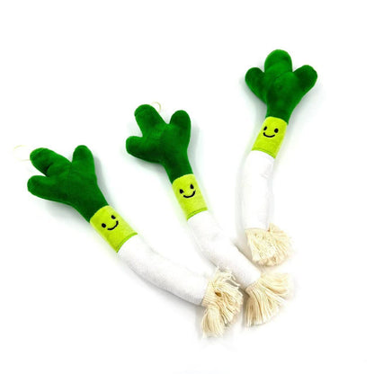 Cheerhunting - Moo - Fun Plush Leek Pet Toy with Rope Ends