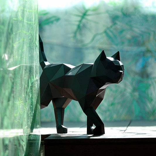 3D Paper Art Black Cat Origami Model