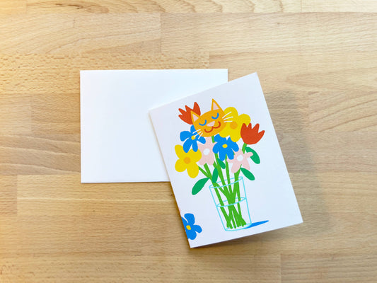 Cat Bouquet Flowers A2 Card