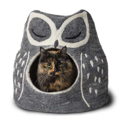 Karma Cat Inc. - Owl Wool Pet Cave: Grey