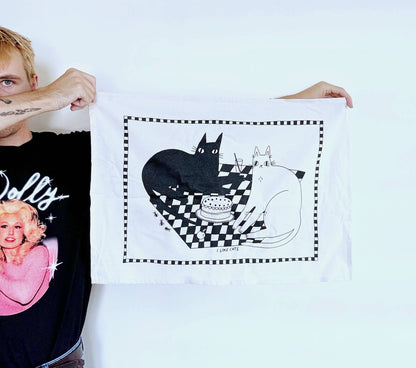 Picnic Cats Cotton Screen Printed Tea Towel