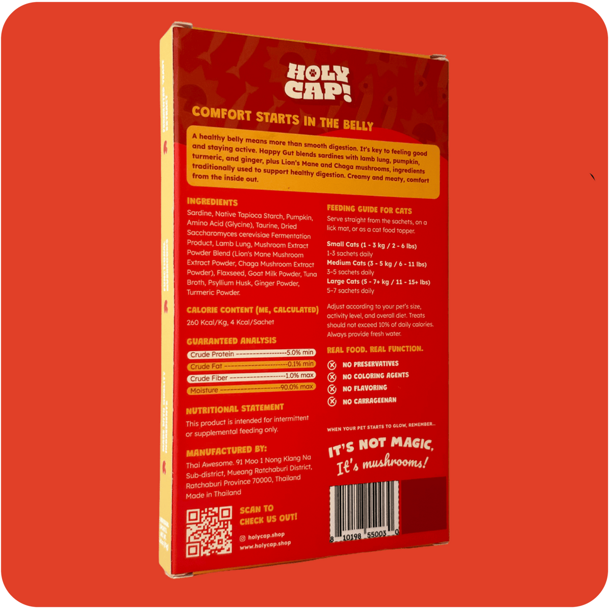 HOLY CAP Squeezees Happy Gut Lickable Treats, 5pc