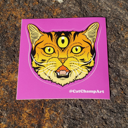 Triclops Kitty, 3" Kiss-Cut vinyl sticker