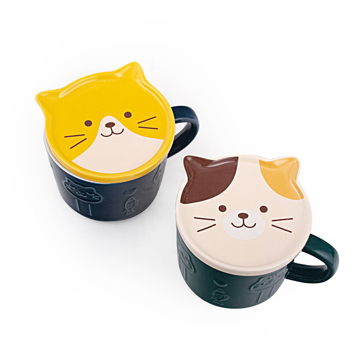 Ceramic Cat Mugs with Face Shaped Lid (16oz)