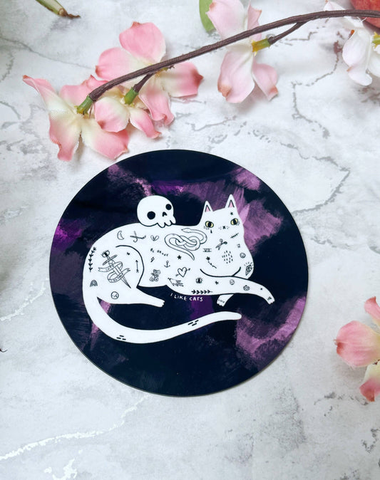 I LIKE CATS - Tattoo Cat Art Drinks Coaster
