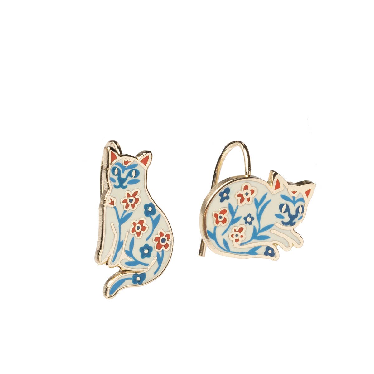 Floral Cats Earrings - Cat Lover Gift