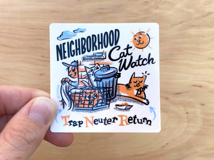 TNR Neighborhood Cat Watch v2 | Trap Neuter Return | Sticker
