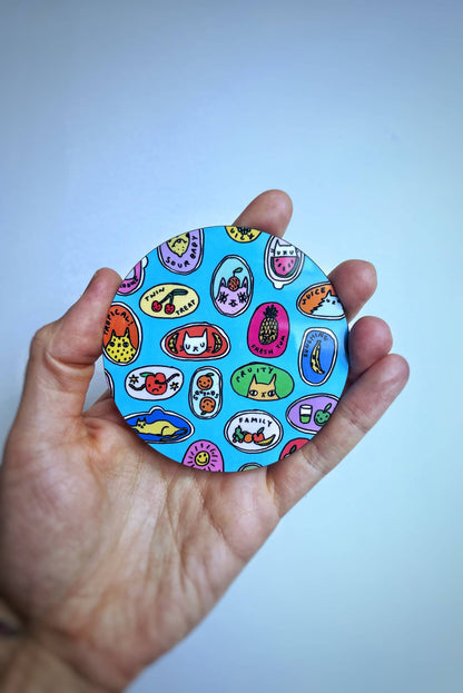 Fruity Cats Sticker Design Drinks Coaster