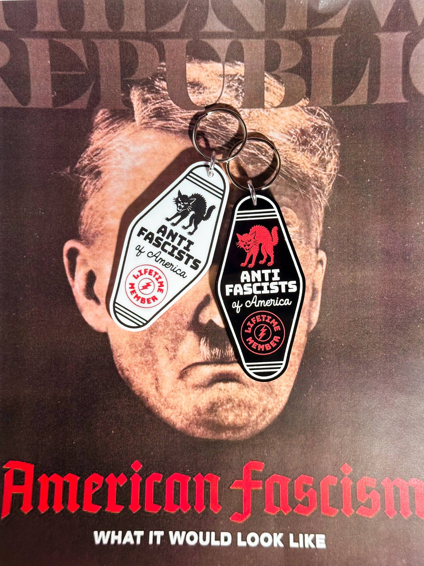 AntiFascists of America Laser Engraved Keychain