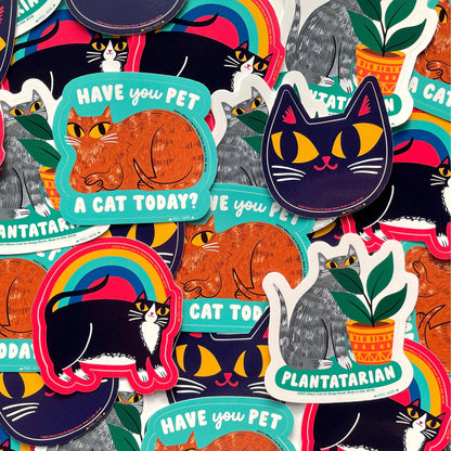 Rainbow Tuxedo Cat Sticker