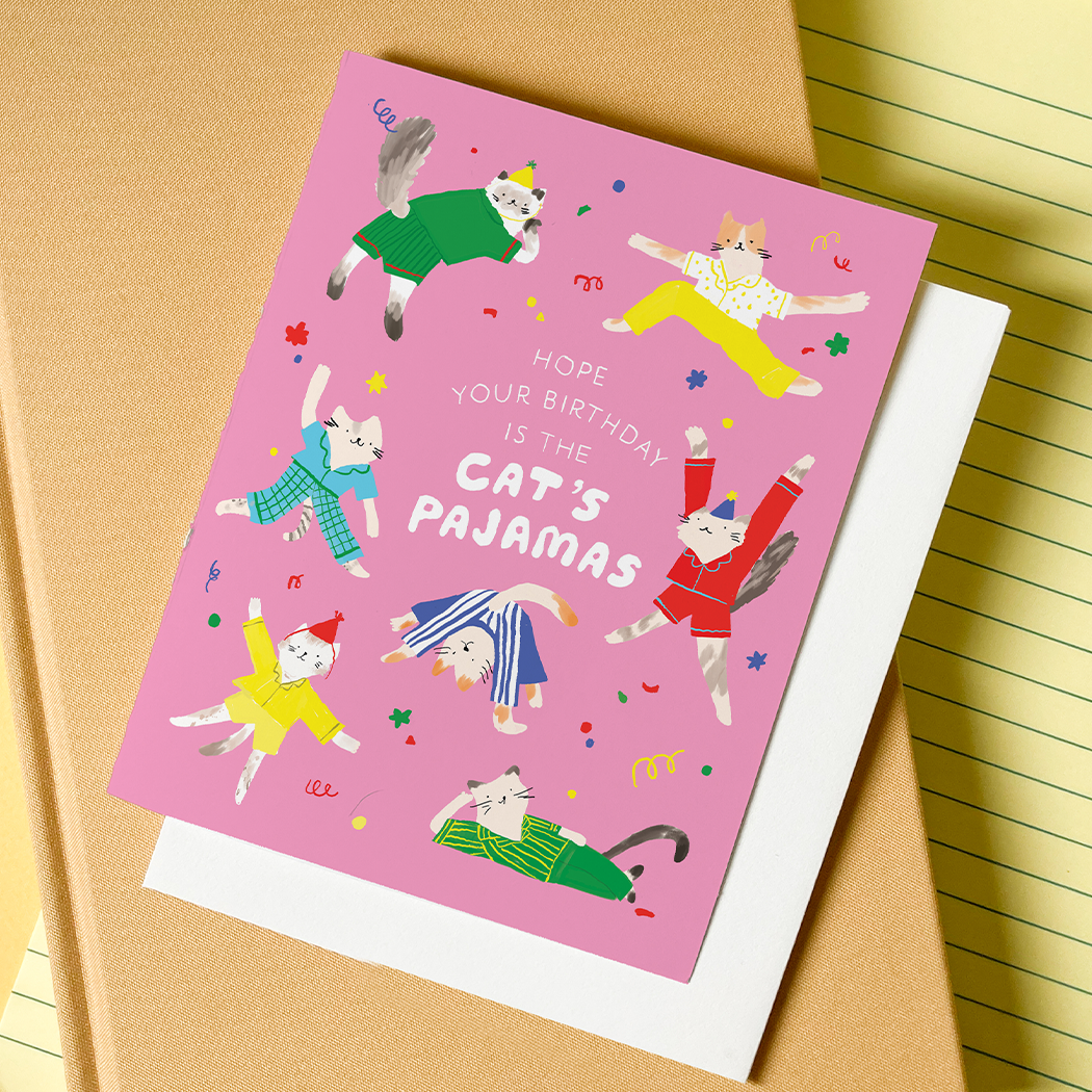 Karen Schipper - Cat's Pajamas Birthday - Cat Pun Birthday Card