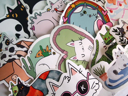 Cute Queer Cat Rainbow Die Cut Vinyl Sticker