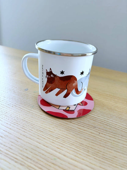 Funny Cat in a Box Drinks Coaster