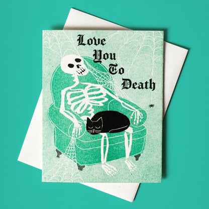 Love You To Death Risograph Greeting Card