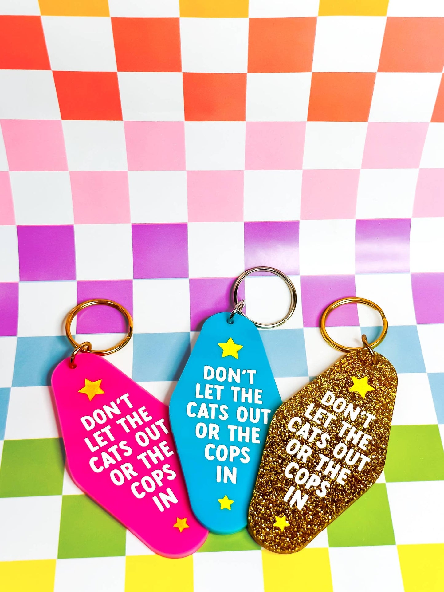 Don't Let the Cats Out or the Cops In Keychain