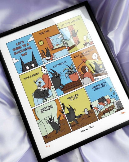 Cat's Guide to a Successful Day Signed Print
