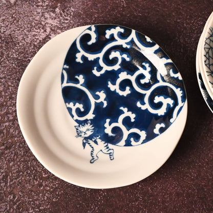 Shichita Japanese Ceramic Cat Plates