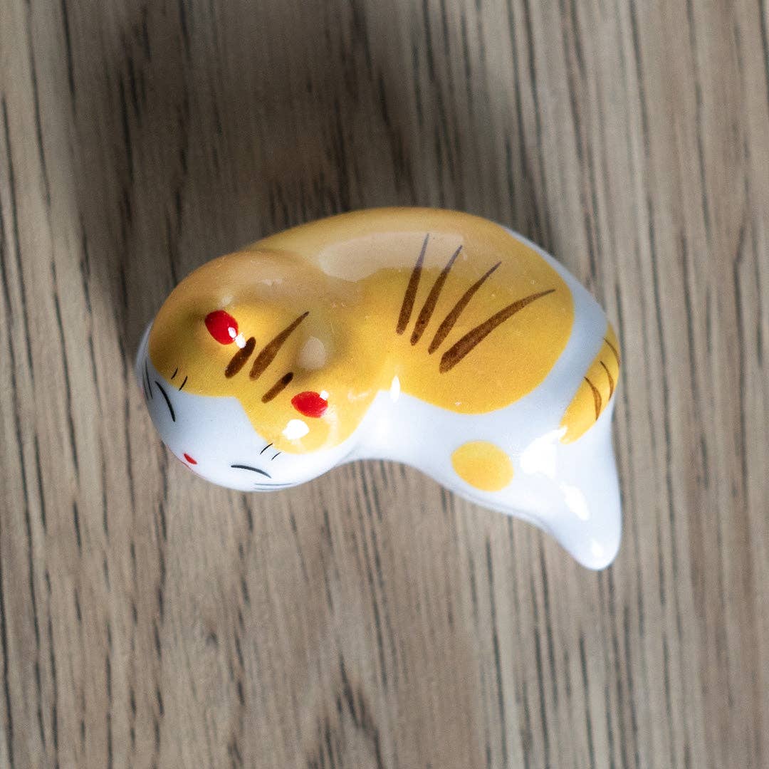 Cat Chopsticks Rest Yellow & White