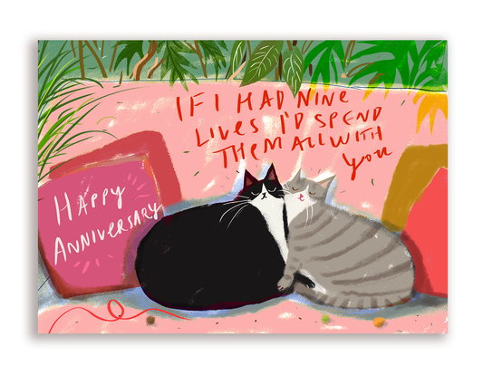 Happy Anniversary Card - Nine Lives