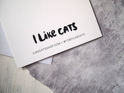 I LIKE CATS - Romantic Cat, Moon and Stars Greetings Card