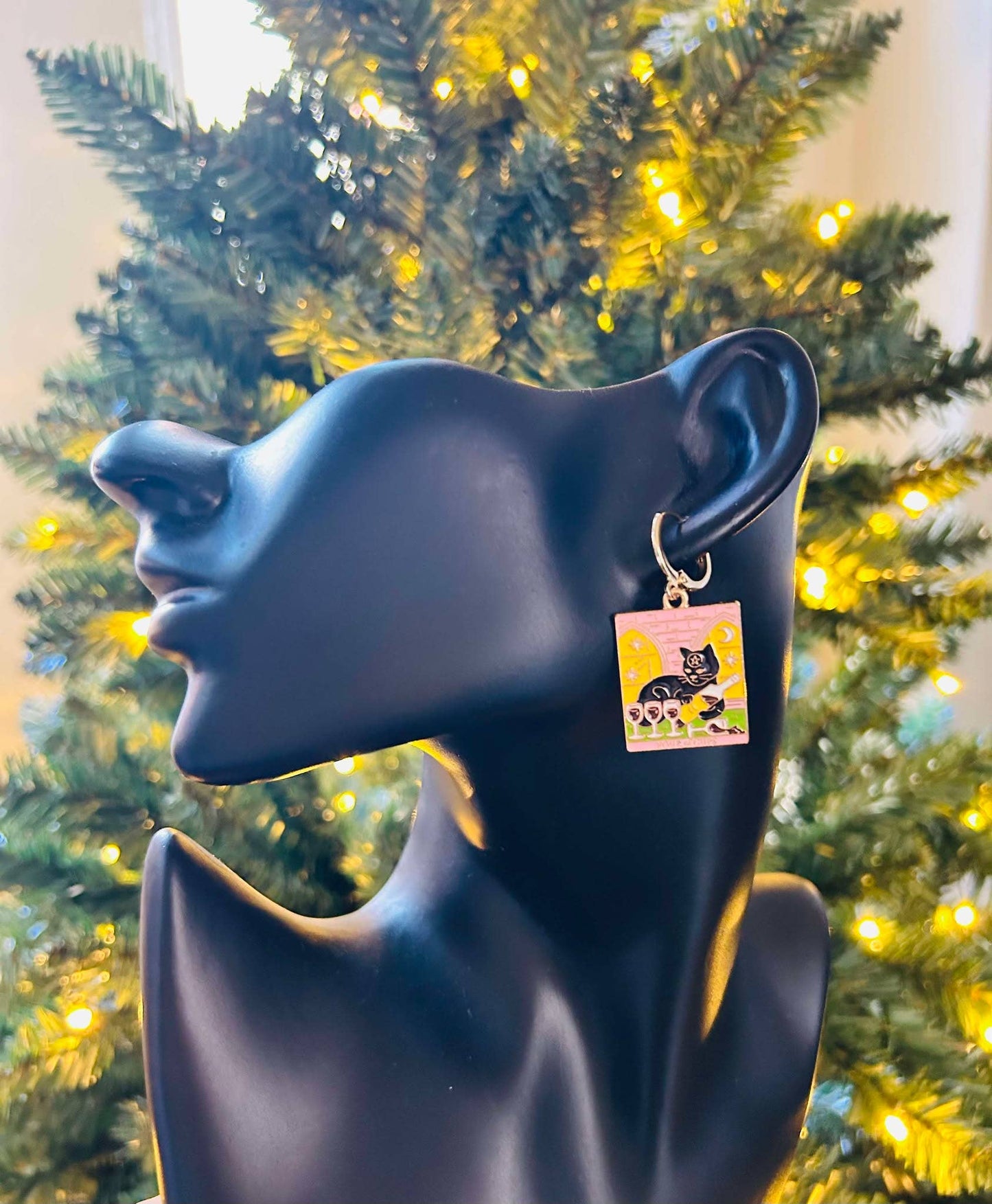 HolyGuacamolly - Pink Tarot Card Huggie Earrings