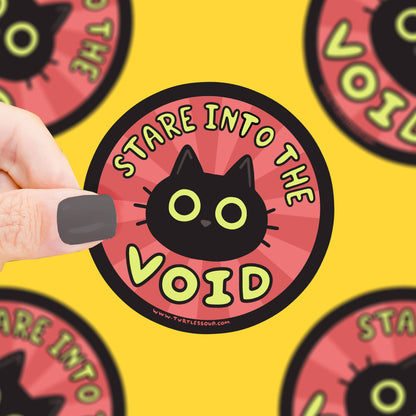Turtle's Soup - Stare Into The Void Black Cat Kitty Vinyl Sticker