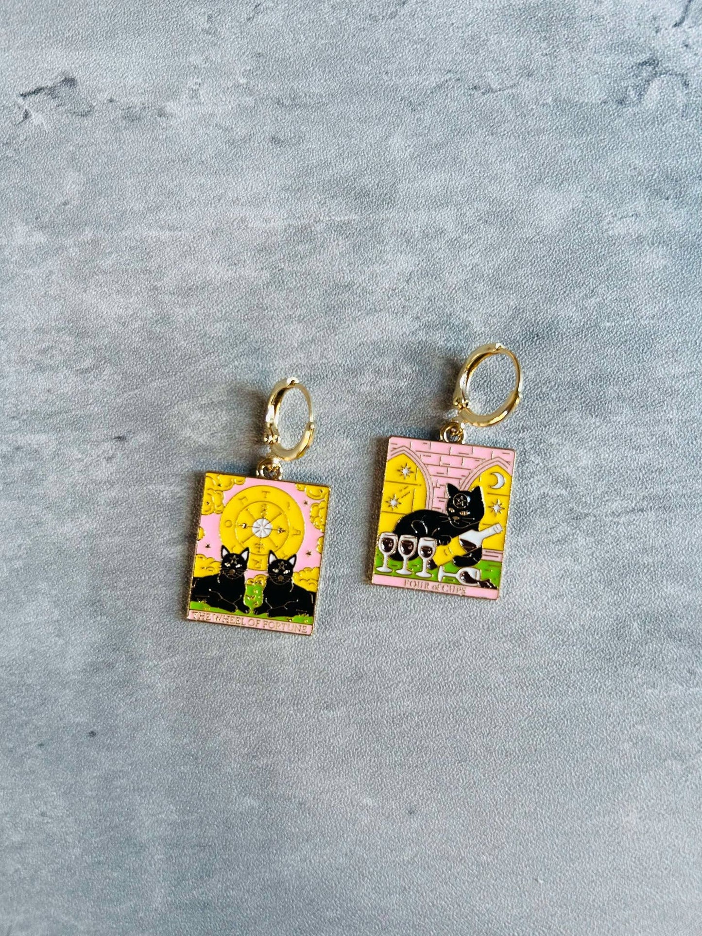 HolyGuacamolly - Pink Tarot Card Huggie Earrings