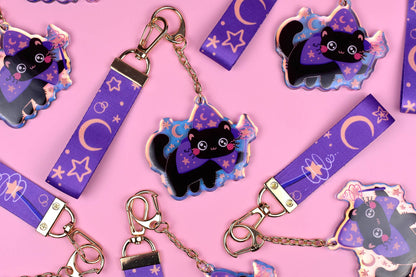 Frazzled Wizard Cat Keychain