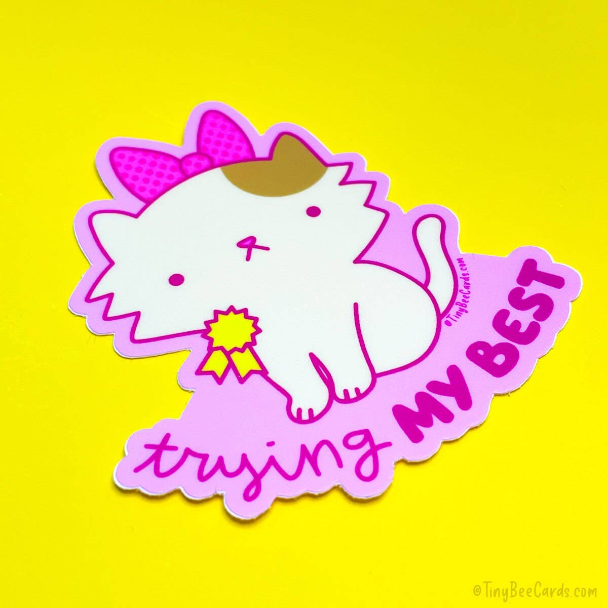 Trying My Best Self Love Cat Vinyl Sticker