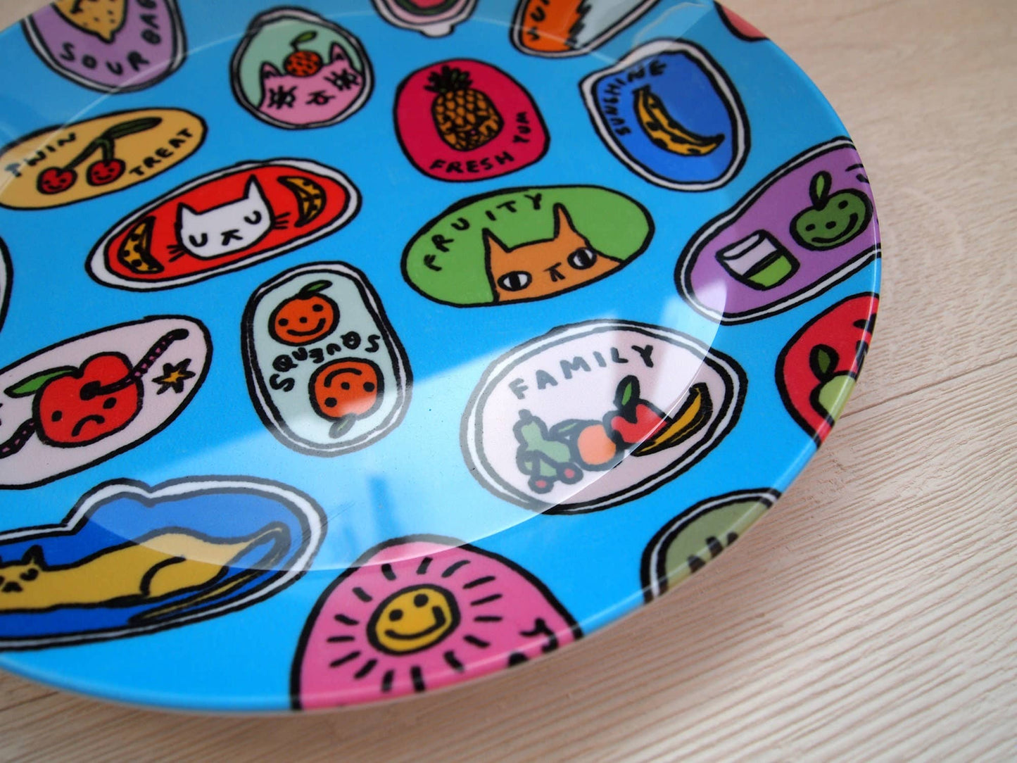 Cat Fruit Illustrated Plastic Snack Plate