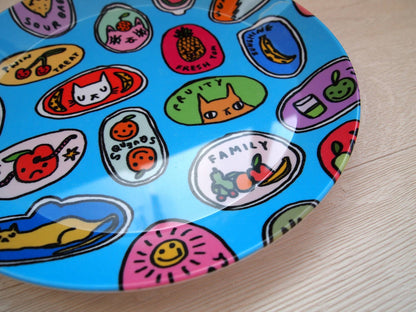 Cat Fruit Illustrated Plastic Snack Plate