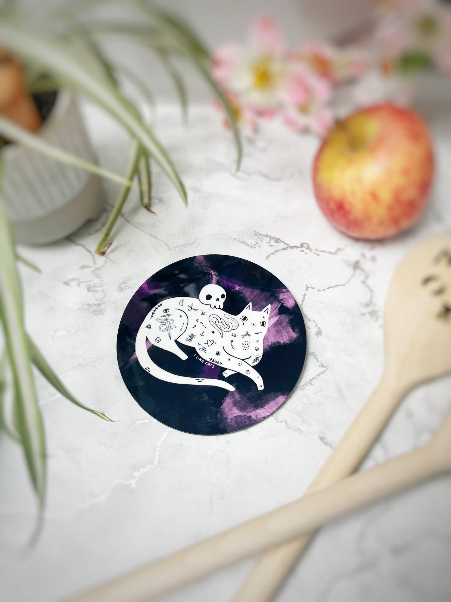 I LIKE CATS - Tattoo Cat Art Drinks Coaster