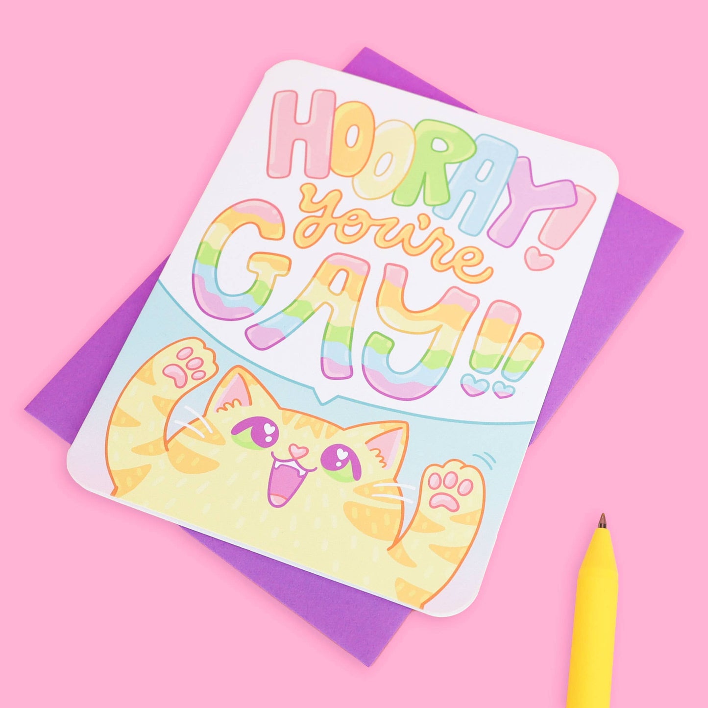 Hooray You’re Gay, Kitten, LGBTQ, Queer Card with Envelope