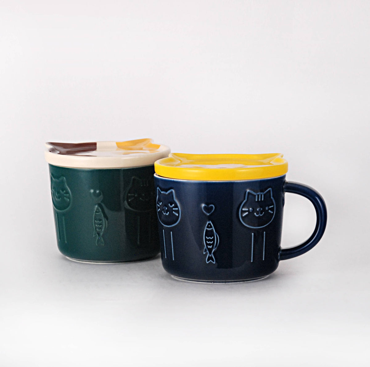 Ceramic Cat Mugs with Face Shaped Lid (16oz)