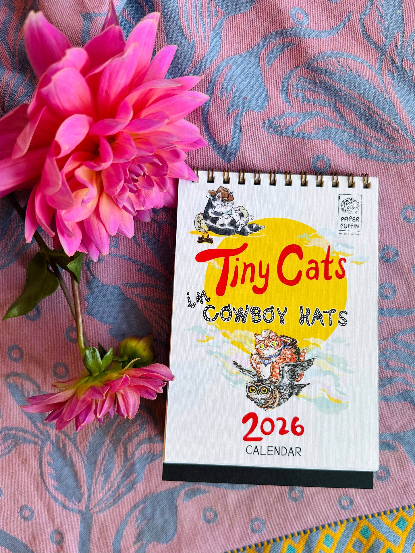 Paper Puffin - 2026 Calendar Tiny Cats in Cowboy Hats 