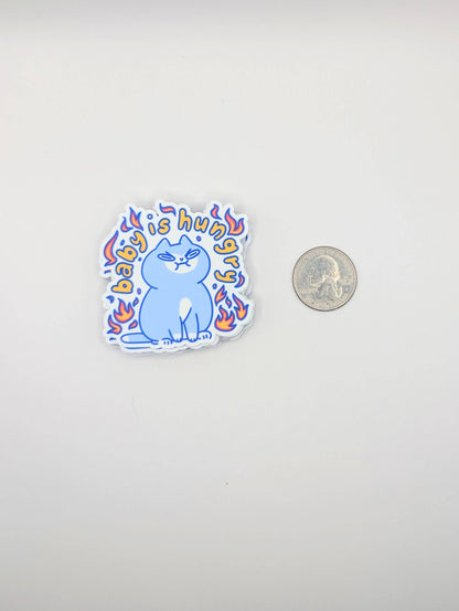 lauradzeng - "Baby Is Hungry" Cute Funny Cat Vinyl Sticker