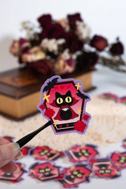 MikouArt - Vinyl Sticker | Tamagotchi Vampire Cat | 3 inch | Waterproof & Fade-Resistant