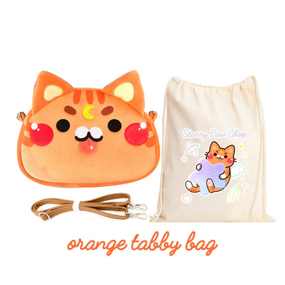 Moon Cat Crossbody Bags with leather strap