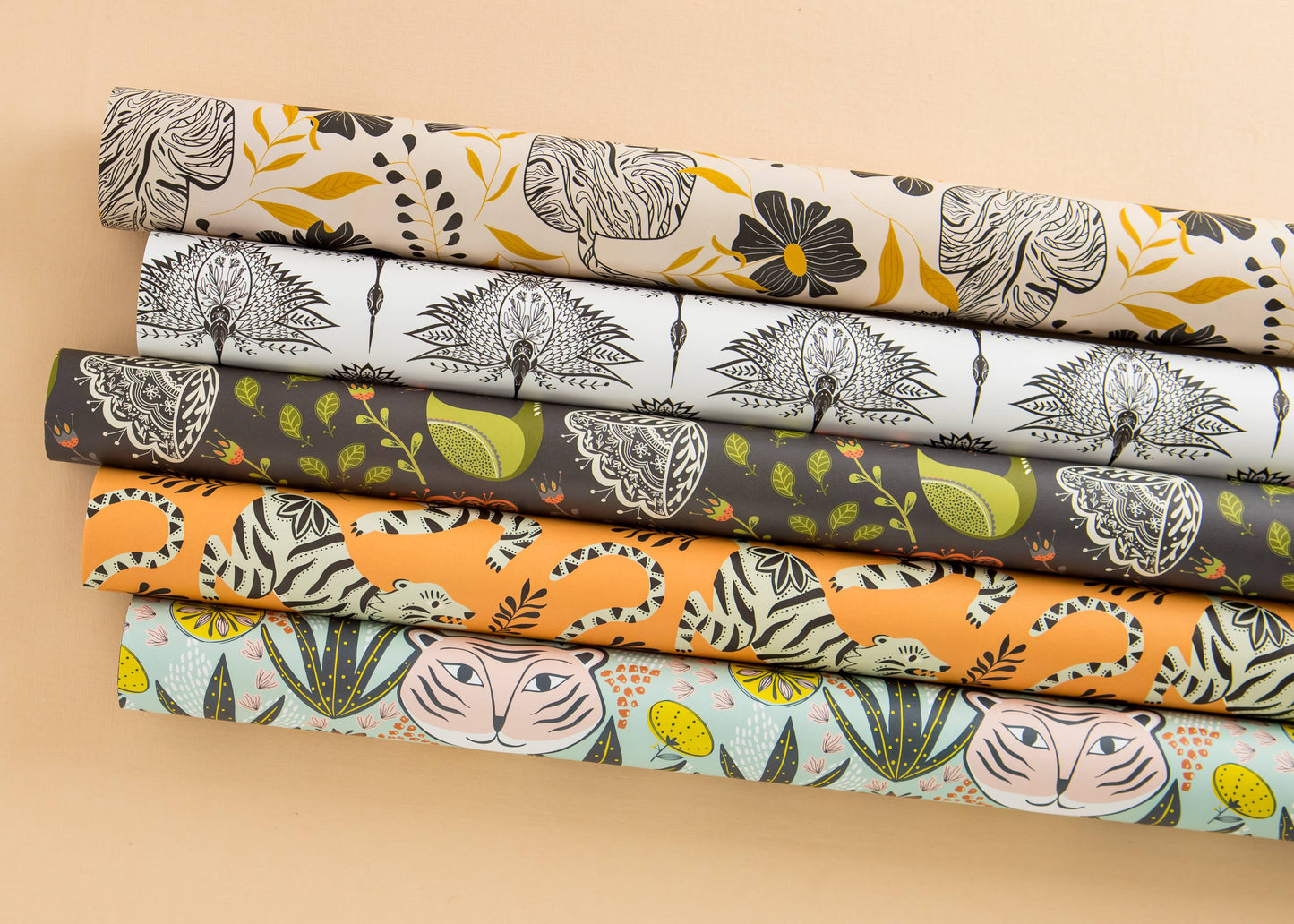 Amicreative - Tiger Jungle Wrapping Paper – 3 Rolls (3 Sheets Each)