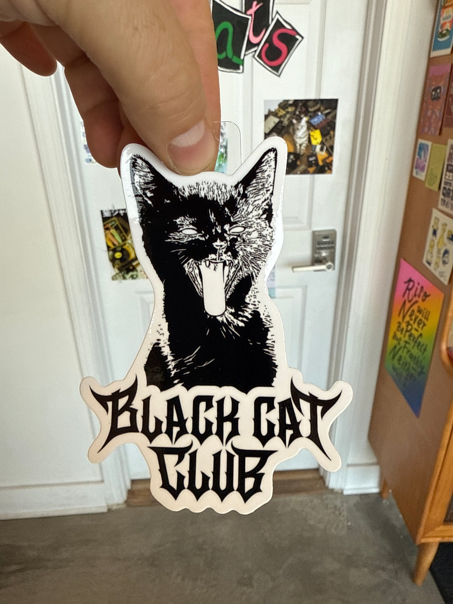 Black cat club sticker