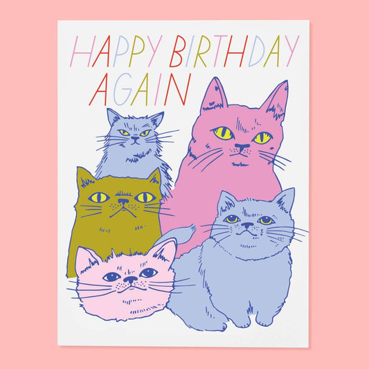 Happy Birthday Again Cats Birthday Card