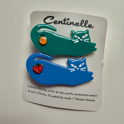 Fruit Cats Hair Clip Duo