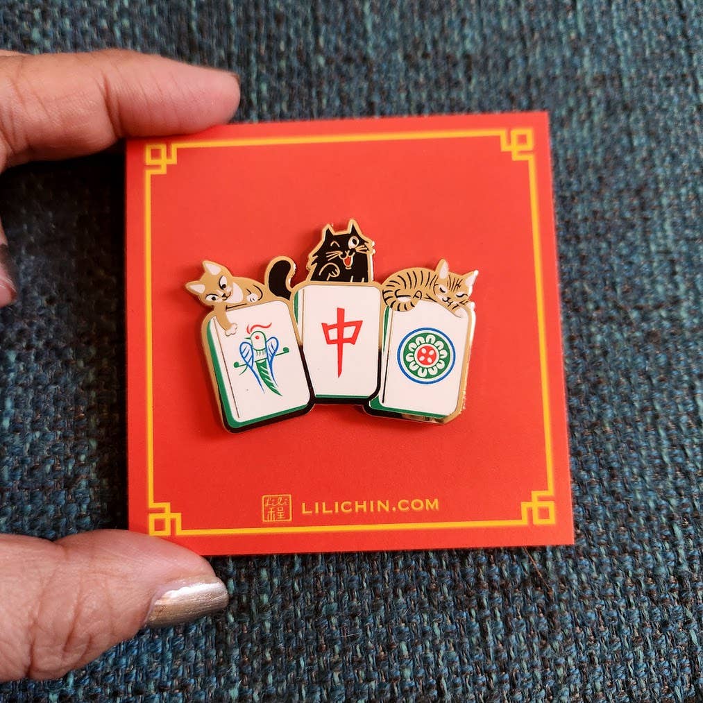 3 COOL CATS MAHJONG PIN