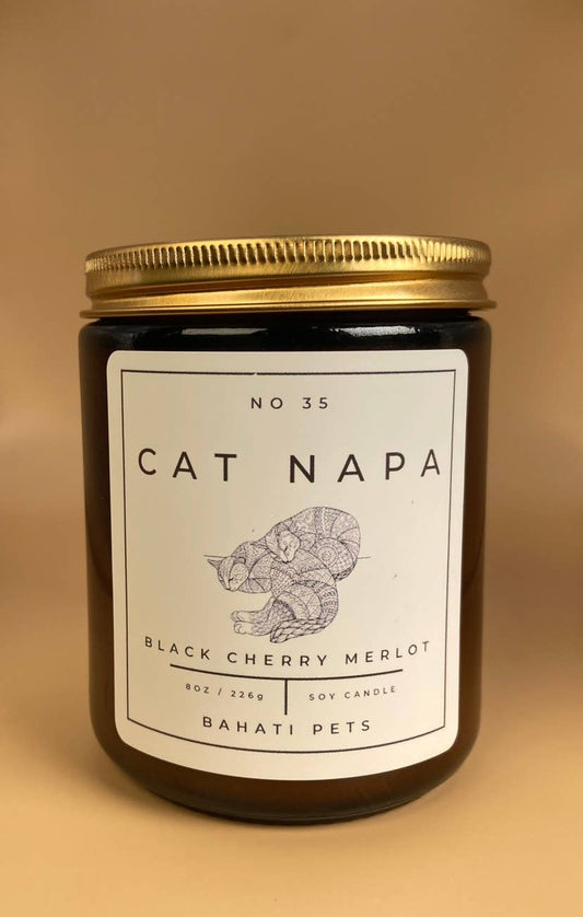 Cat Napa - Black Cherry Merlot Scented 100% Soy 8 oz Candle