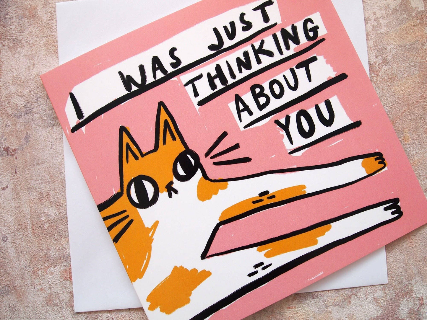 Thinking of you Cat Notecard Blank Greetings Card
