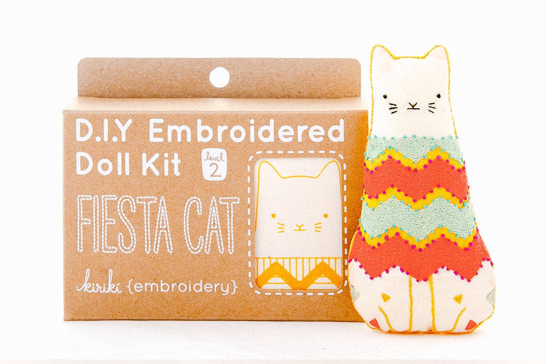 Fiesta Cat Embroidery Doll Kit