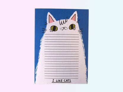 A6 Cat notepad, illustrated notepad, I like cats